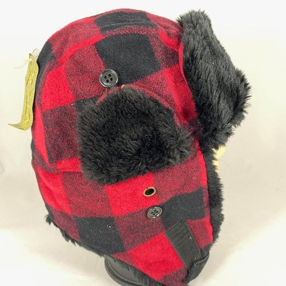 Scala Trapper Aviator Plaid Red & Black Hat NWT - Picture 4 of 8